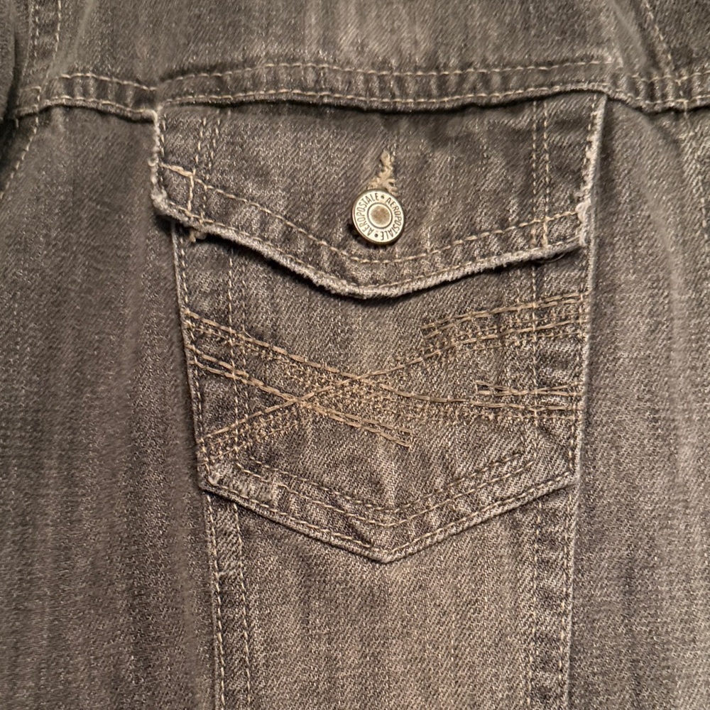 Aeropostale Charcoal Gray Distressed Denim Jacket